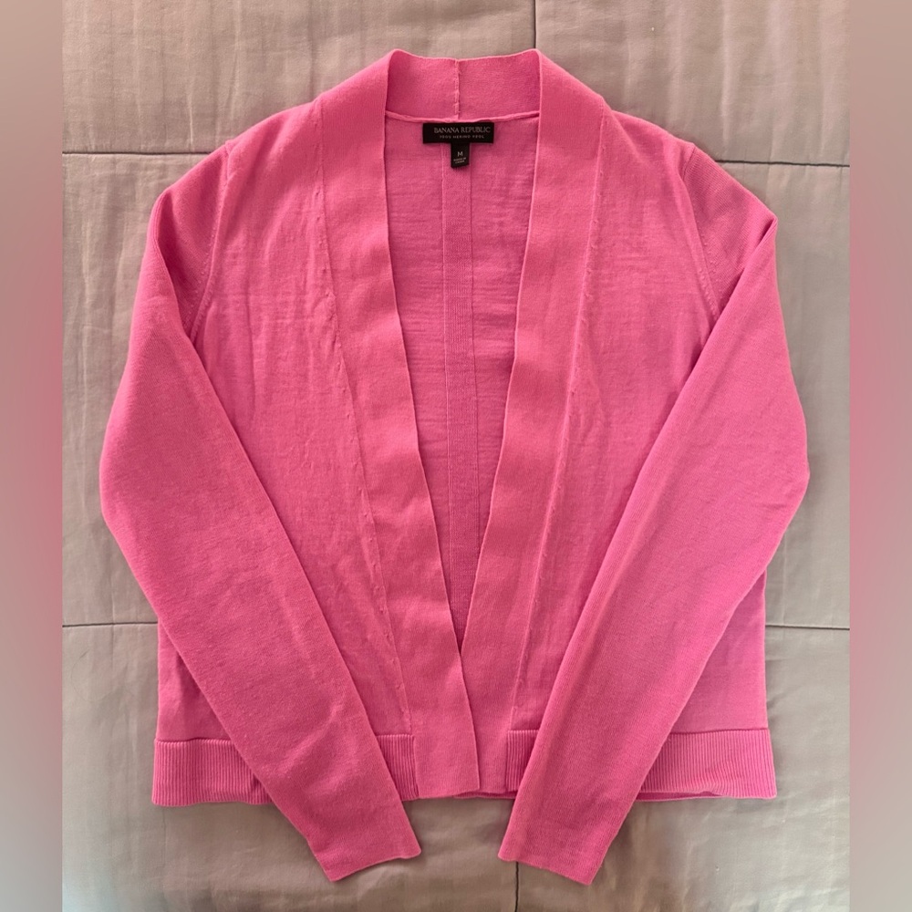 Banana Republic Pink Merino Wool Open Front Cardigan Sweater